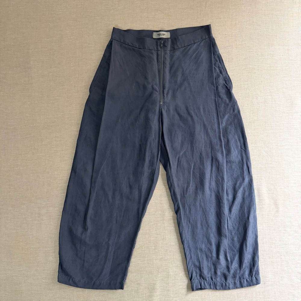 Rachel Comey Don Pant Linen Silk High Waisted Barrel Cropped Pants Blue USA